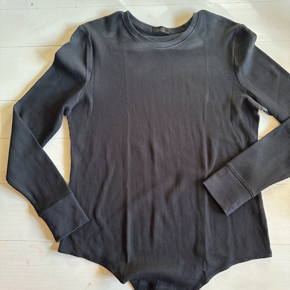 Nuuds Women's Black waffle bodysuit